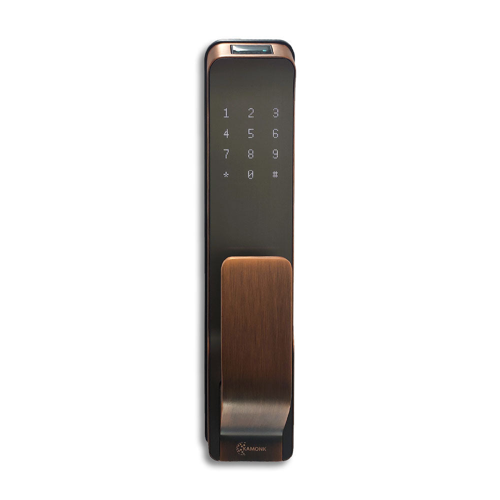 Smart Door Lock Unlock Using Key + Fingerprint + Numeric Password + App. + RFID - KA-SL-01 - Brushed Bronze Gold